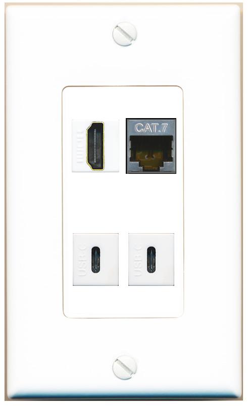 RiteAV CAT7 HDMI 2 USBC Wall Plate [White]
