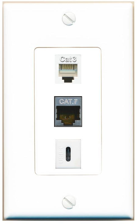CAT7 PHONE USBC Wall Plate [White]