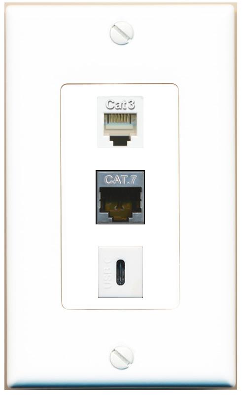 CAT7 PHONE USBC Wall Plate [White]