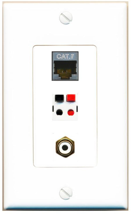CAT7 RCA-WHITE SPEAKER Wall Plate [White]