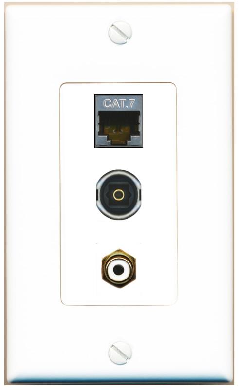 CAT7 RCA-WHITE TOSLINK Wall Plate [White]
