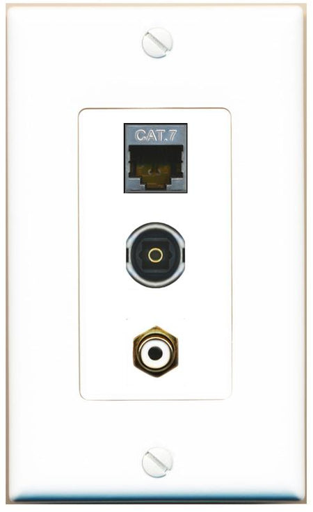 CAT7 RCA-WHITE TOSLINK Wall Plate [White]