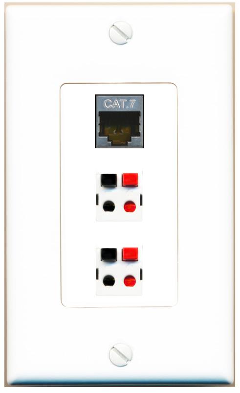 CAT7 2 SPEAKER Wall Plate [White]