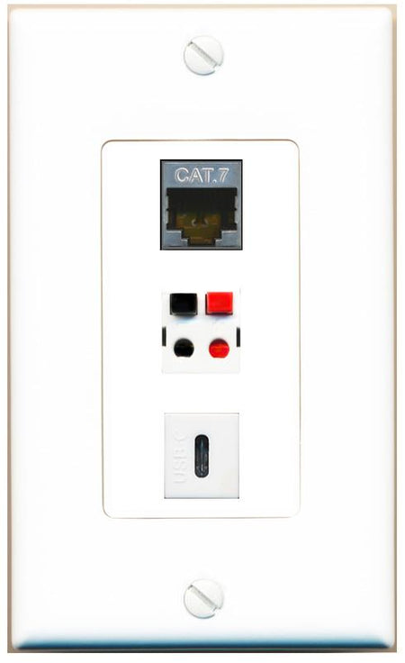 CAT7 SPEAKER USBC Wall Plate [White]