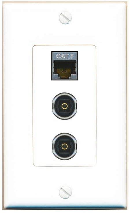 CAT7 2 TOSLINK Wall Plate [White]