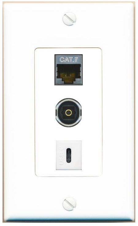 CAT7 TOSLINK USBC Wall Plate [White]