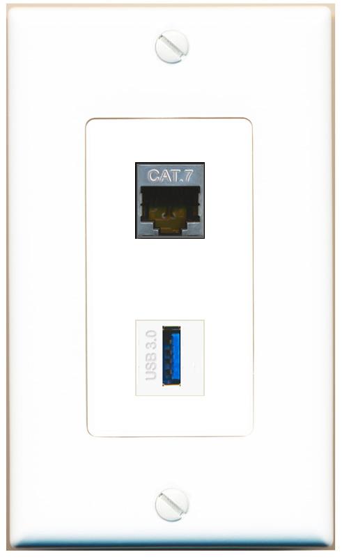 CAT7 USB-3 Wall Plate [White]