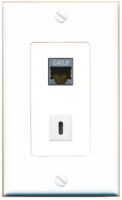 CAT7 USBC Wall Plate [White]