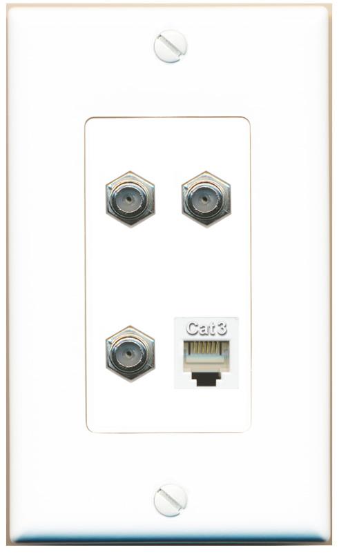 RiteAV 3 COAX PHONE Wall Plate [White]