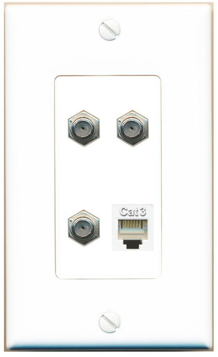 RiteAV 3 COAX PHONE Wall Plate [White]