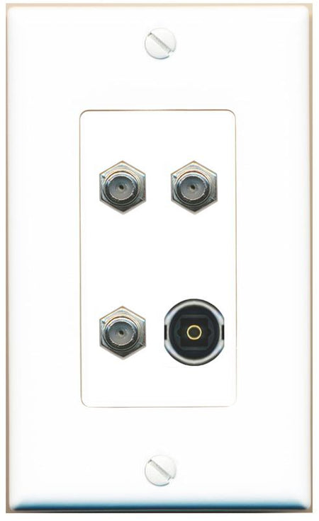RiteAV 3 COAX TOSLINK Wall Plate [White]