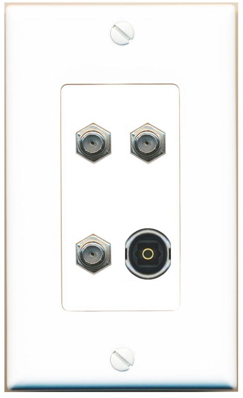 RiteAV 3 COAX TOSLINK Wall Plate [White]