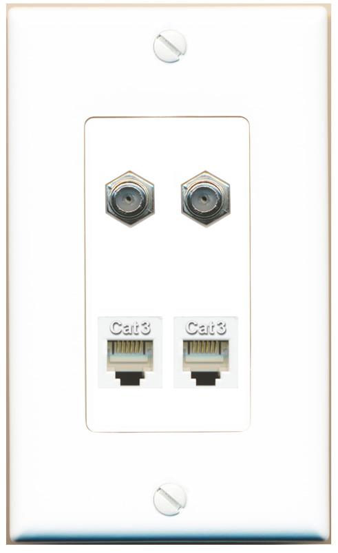 RiteAV 2 COAX 2 PHONE Wall Plate [White]