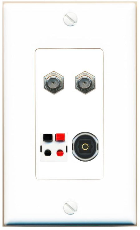 RiteAV 2 COAX SPEAKER TOSLINK Wall Plate [White]