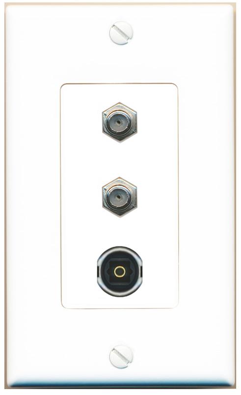 2 COAX TOSLINK Wall Plate [White]