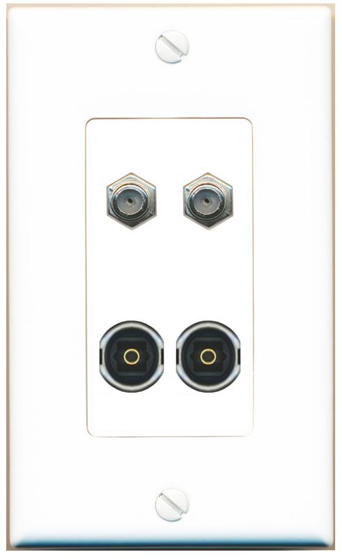 RiteAV 2 COAX 2 TOSLINK Wall Plate [White]