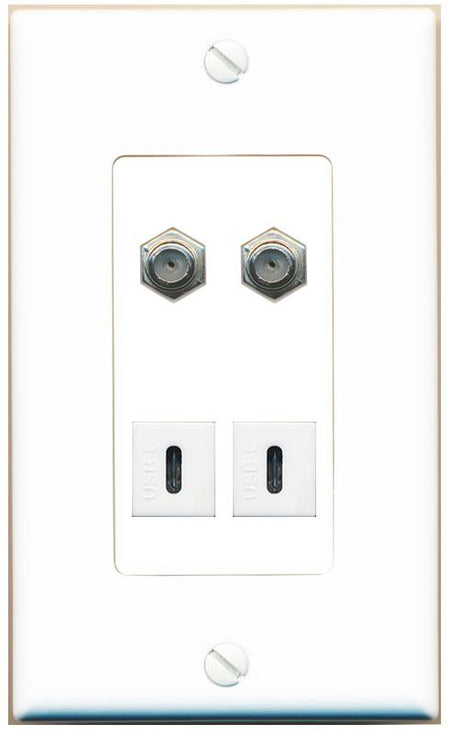 RiteAV 2 COAX 2 USBC Wall Plate [White]