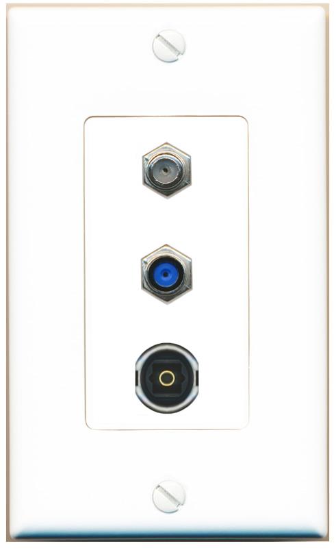 COAX F81 TOSLINK Wall Plate [White]