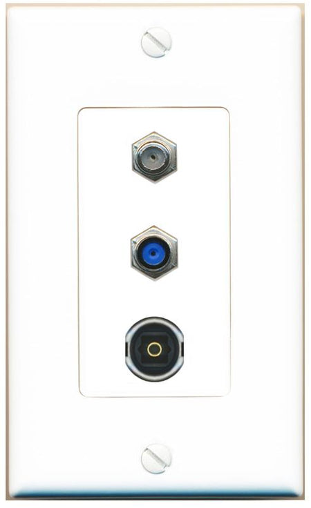 COAX F81 TOSLINK Wall Plate [White]