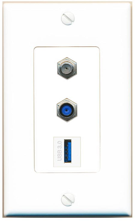 COAX F81 USB-3 Wall Plate [White]