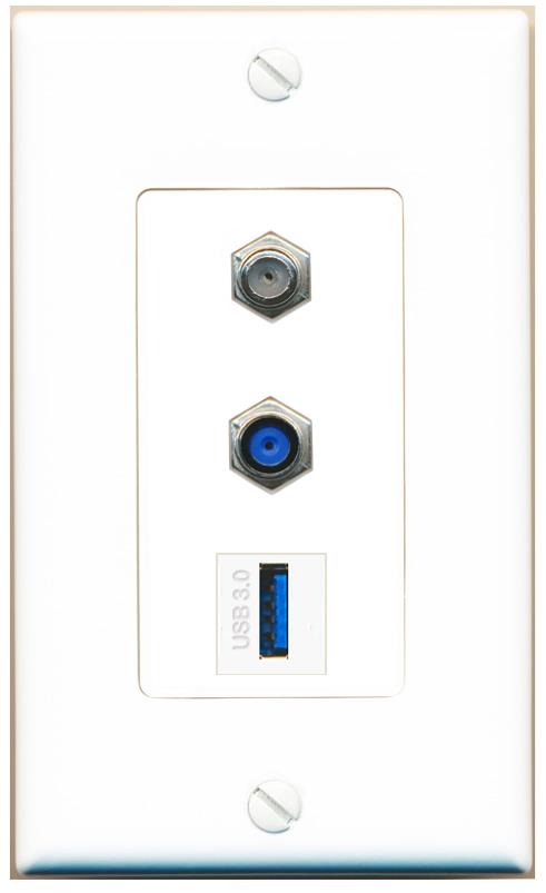 COAX F81 USB-3 Wall Plate [White]