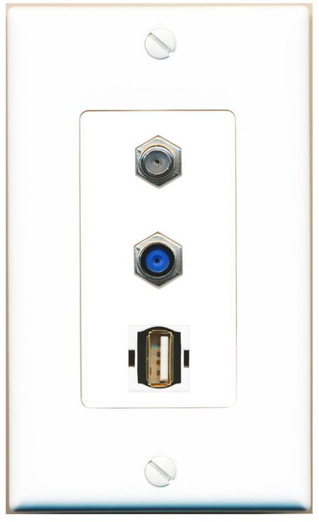 COAX F81 USB2 Wall Plate [White]