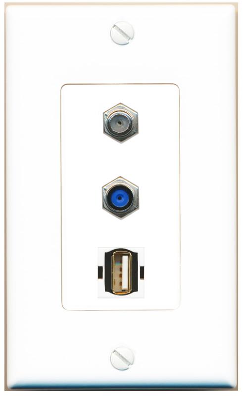 COAX F81 USB2 Wall Plate [White]