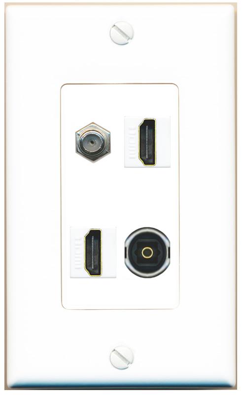 RiteAV COAX 2 HDMI TOSLINK Wall Plate [White]