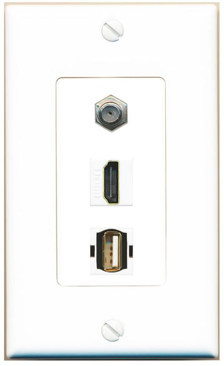 COAX HDMI USB2 Wall Plate [White]