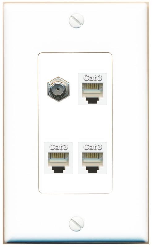 RiteAV COAX 3 PHONE Wall Plate [White]