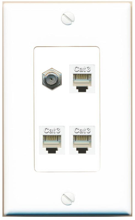 RiteAV COAX 3 PHONE Wall Plate [White]