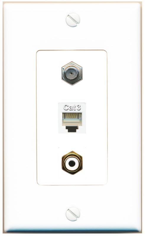 COAX PHONE RCA-WHITE Wall Plate [White]