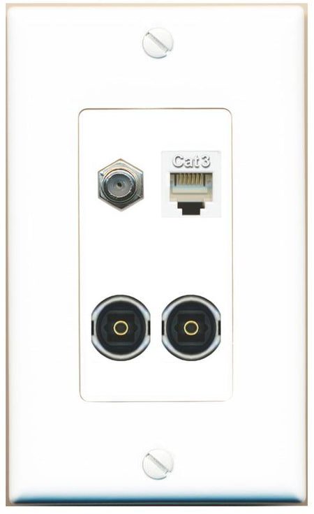 RiteAV COAX PHONE 2 TOSLINK Wall Plate [White]
