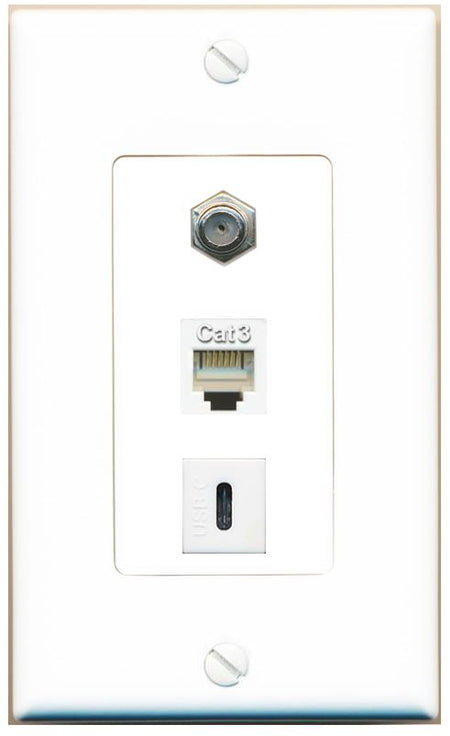 COAX PHONE USBC Wall Plate [White]