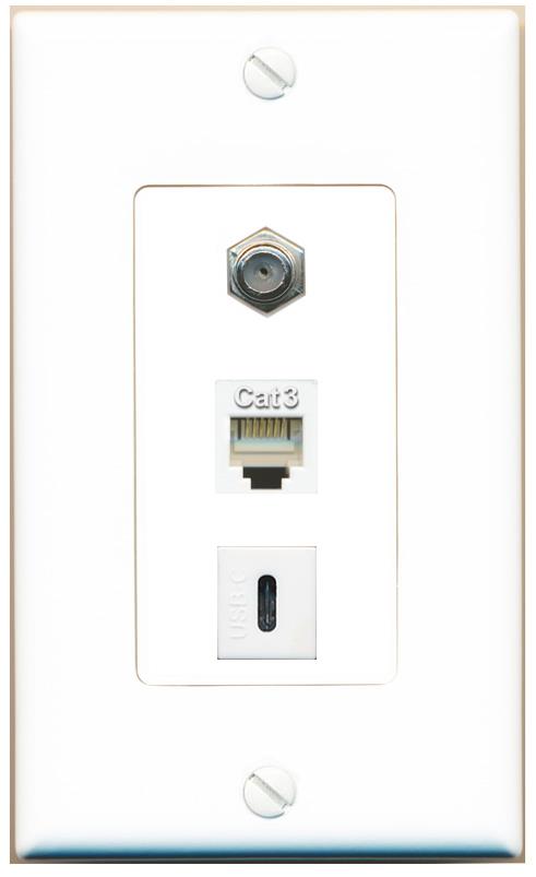 COAX PHONE USBC Wall Plate [White]