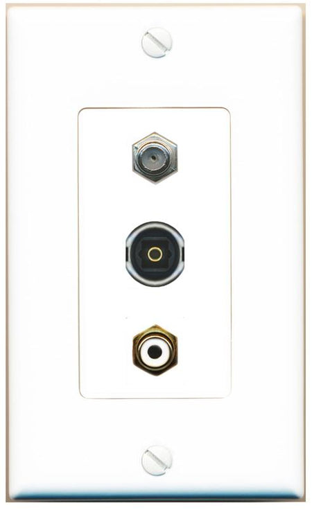 COAX RCA-WHITE TOSLINK Wall Plate [White]