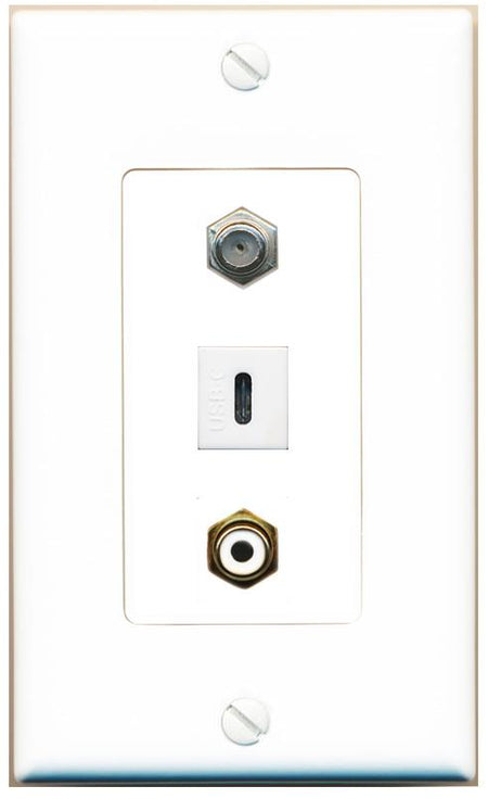 COAX RCA-WHITE USBC Wall Plate [White]