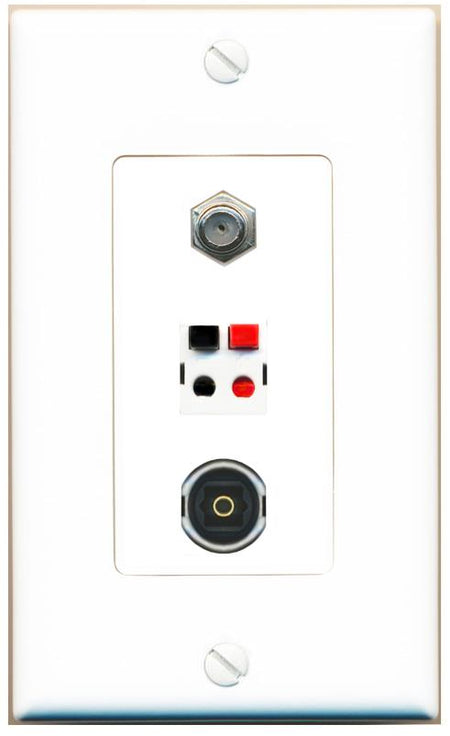 COAX SPEAKER TOSLINK Wall Plate [White]