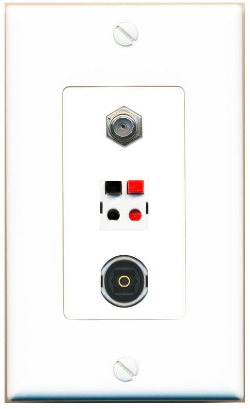 COAX SPEAKER TOSLINK Wall Plate [White]