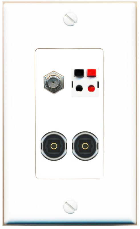 RiteAV COAX SPEAKER 2 TOSLINK Wall Plate [White]