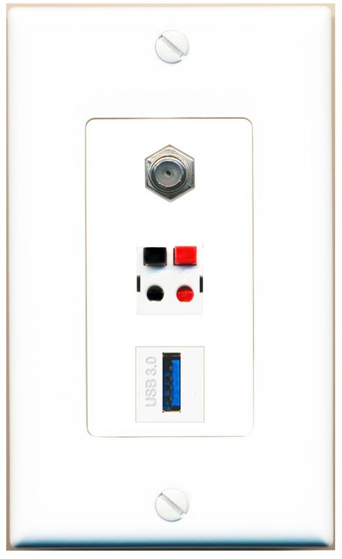 COAX SPEAKER USB-3 Wall Plate [White]