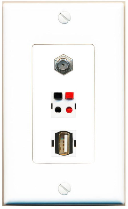 COAX SPEAKER USB2 Wall Plate [White]