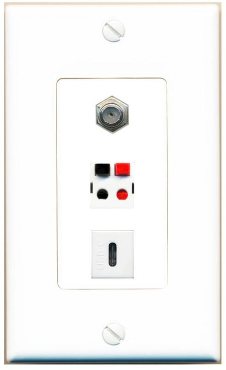 COAX SPEAKER USBC Wall Plate [White]