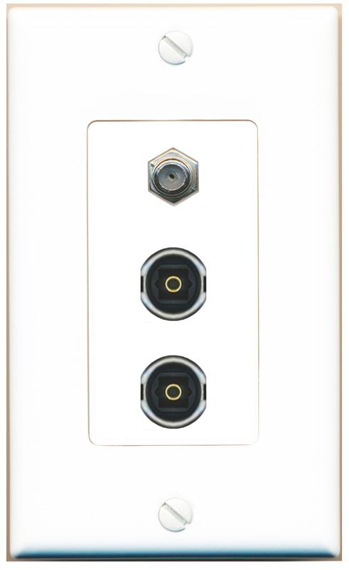 COAX 2 TOSLINK Wall Plate [White]