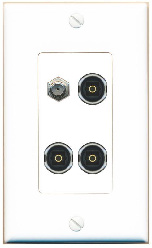 RiteAV COAX 3 TOSLINK Wall Plate [White]