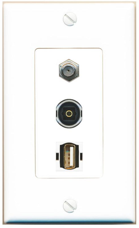 COAX TOSLINK USB2 Wall Plate [White]