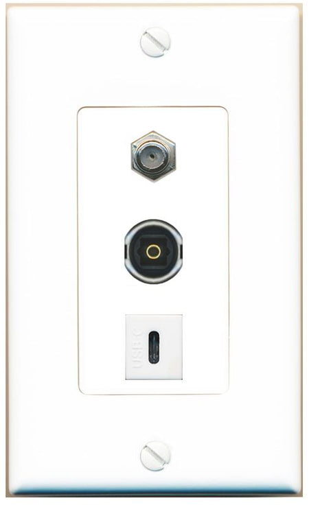 COAX TOSLINK USBC Wall Plate [White]