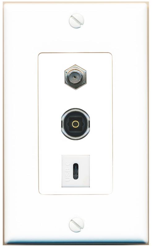 COAX TOSLINK USBC Wall Plate [White]