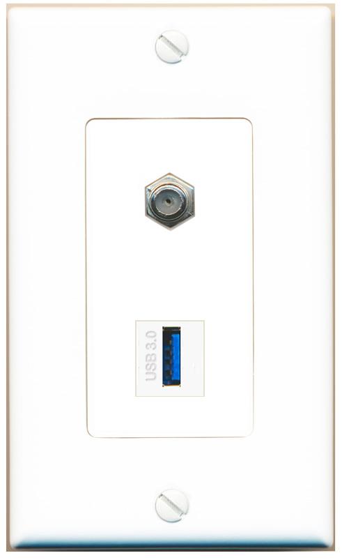 COAX USB-3 Wall Plate [White]