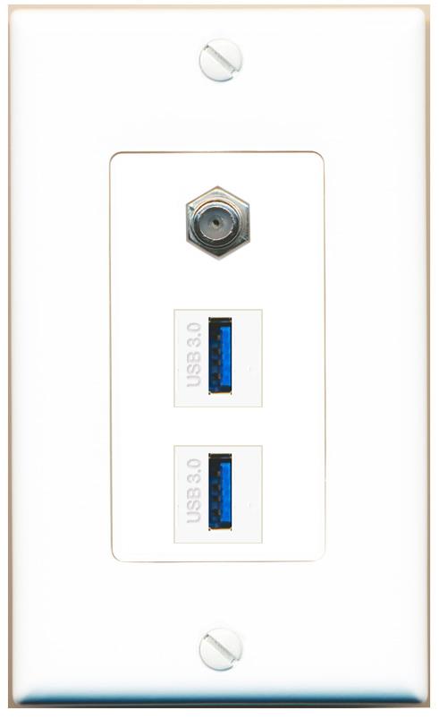 COAX 2 USB-3 Wall Plate [White]